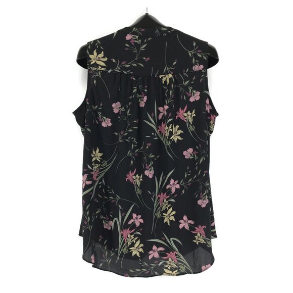 Vince Camuto Sleeveless V-Neck Rumple Blouse Women's Plus Size 1X Black Floral - Picture 5 of 9